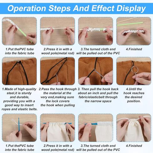10PCS Tube Turner Sewing Tool Set, Point Loop Turner Needle Threader for Sewing Drawstring DIY Crafting, Multifunctional Fabric Turning Essentials & Must Haves in Kuwait