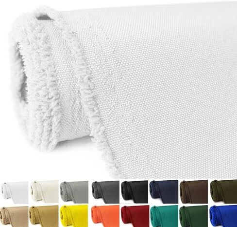 Waterproof Canvas Fabric by The Yard 58" W 600D Upholstery Polyester Material Indoor Outdoor Water Resistant Fabric for Chair Cushion Furniture Cover Sewing DIY Cloth, 1 Yard White in Saudi Arabia