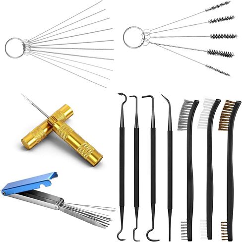 Carburetor Cleaning Kit Includes 7 Nylon Brushes, 23 Needles, 1 Single-Head Brush, 4 Cleaning Hooks, 1 Hexagonal Wrench, 1PC Scraper for Motorcycle ATV Chainsaw Welding Machine Small Engine in Kuwait