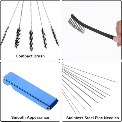 Carburetor Cleaning Kit Includes 7 Nylon Brushes, 23 Needles, 1 Single-Head Brush, 4 Cleaning Hooks, 1 Hexagonal Wrench, 1PC Scraper for Motorcycle ATV Chainsaw Welding Machine Small Engine in Kuwait