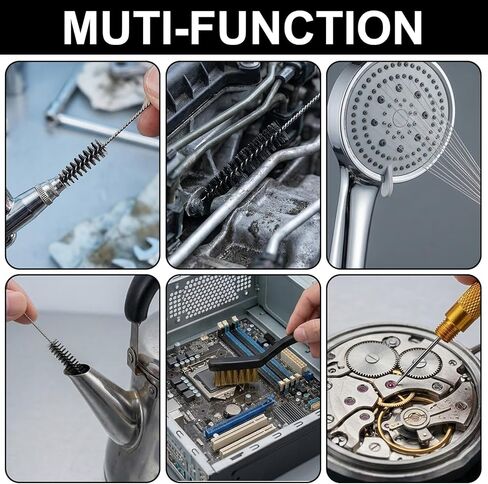 Carburetor Cleaning Kit Includes 7 Nylon Brushes, 23 Needles, 1 Single-Head Brush, 4 Cleaning Hooks, 1 Hexagonal Wrench, 1PC Scraper for Motorcycle ATV Chainsaw Welding Machine Small Engine in Kuwait