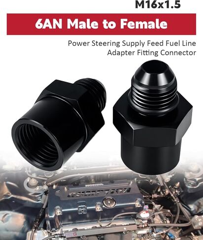 6AN Male Flare to Female M16x1.5 O-ring Power Steering Supply Feed Fuel Line Adapter Fitting Connector Aluminum Black 2Pcs in Saudi Arabia