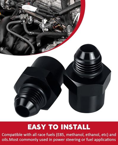 6AN Male Flare to Female M16x1.5 O-ring Power Steering Supply Feed Fuel Line Adapter Fitting Connector Aluminum Black 2Pcs in Saudi Arabia