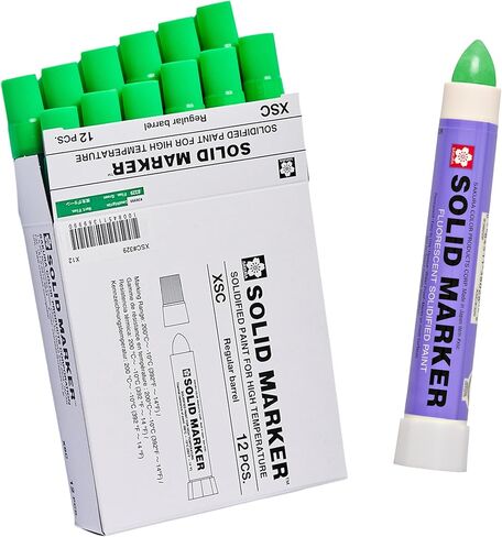 SAKURA Solid Marker - Mess-Free Paint Marker for Indoor & Outdoor Applications - Multi-Surface - Low Odor, No Drip & Non-Toxic - Quick Drying in 5-10 Minutes - 13mm Tip - Fluorescent Green - 12 Count in Saudi Arabia