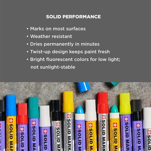 SAKURA Solid Marker - Mess-Free Paint Marker for Indoor & Outdoor Applications - Multi-Surface - Low Odor, No Drip & Non-Toxic - Quick Drying in 5-10 Minutes - 13mm Tip - Fluorescent Green - 12 Count in Saudi Arabia