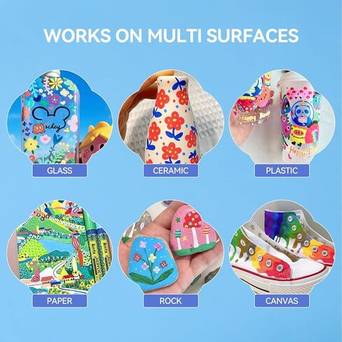 علامات أكريليك arrtx 72 لونًا، تصميم صمام، أقلام طلاء أكريليك متوسطة الطرف سريعة الجفاف، علامات طلاء مقاومة للماء للرسم الصخري، الخشب، السيراميك، البلاستيك، اللوازم الفنية in Kuwait