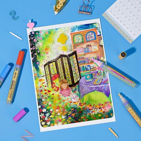 علامات أكريليك arrtx 72 لونًا، تصميم صمام، أقلام طلاء أكريليك متوسطة الطرف سريعة الجفاف، علامات طلاء مقاومة للماء للرسم الصخري، الخشب، السيراميك، البلاستيك، اللوازم الفنية in Kuwait