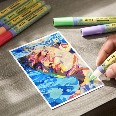 علامات أكريليك arrtx 72 لونًا، تصميم صمام، أقلام طلاء أكريليك متوسطة الطرف سريعة الجفاف، علامات طلاء مقاومة للماء للرسم الصخري، الخشب، السيراميك، البلاستيك، اللوازم الفنية in Kuwait