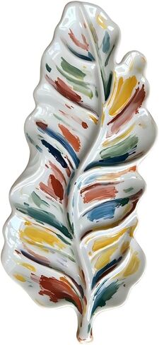 Leaf-Shaped Ceramic Paint Palette White Painting Tray Artist Porcelain Mixing Dish for Watercolor, Acrylic, Painter's Gift Painting Holder in Saudi Arabia