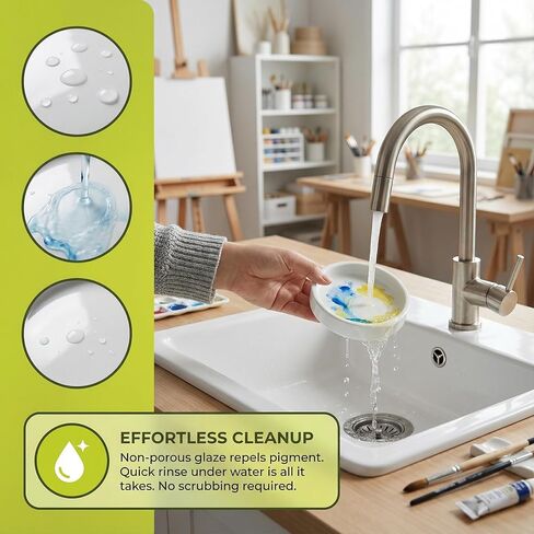 IMIKEYA Round Porcelain Watercolor Palette Set, 5 Layer Stackable Mixing Trays with Lid, Ceramic Paint Dish for Gouache, Acrylic & Ink, 3. 6 x 3. 2 Nesting Design in Kuwait