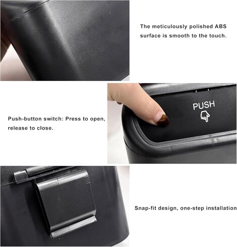 2 PCS Car Trash Can with Lid, Leakproof Mini Auto Garbage Bin with Trash Bags, Multipurpose Dustbin Container Storage Organizer for Vehicle Home Office, Car Accessories (Black) in Kuwait