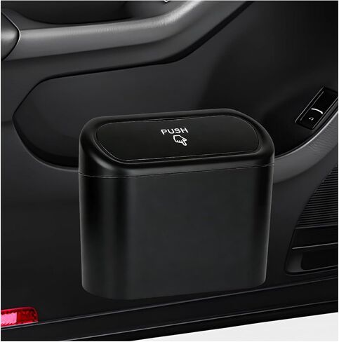 2 PCS Car Trash Can with Lid, Leakproof Mini Auto Garbage Bin with Trash Bags, Multipurpose Dustbin Container Storage Organizer for Vehicle Home Office, Car Accessories (Black) in Kuwait