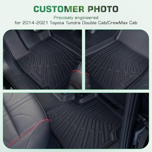 سجادات أرضية لسيارة Toyota Tundra Double Cab/CrewMax Cab 2014-2021، بطانات أرضية مناسبة خصيصًا لـ Tundra جميع ملحقات بطانة السيارة المضادة للانزلاق للصف الأول والثاني مجموعة كاملة من سجادات السيارة in Kuwait