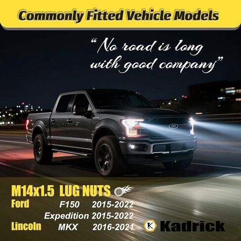 Kadrick 24PCS M14x1.5 Black Lug Nuts for Ford F-150 & Expedition 2015–2024, One-Piece Solid Design, Optimized for Smooth Installation & Removal in Saudi Arabia