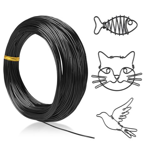 Black Craft Wire, 18 Gauge Aluminum Craft Wire, Bendable Wires for Crafts and Jewelry, Wreaths & Crafts (30m X 0.04 Inch, Black) in Kuwait