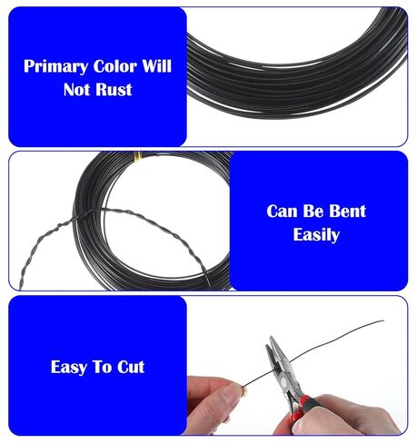 Black Craft Wire, 18 Gauge Aluminum Craft Wire, Bendable Wires for Crafts and Jewelry, Wreaths & Crafts (30m X 0.04 Inch, Black) in Kuwait