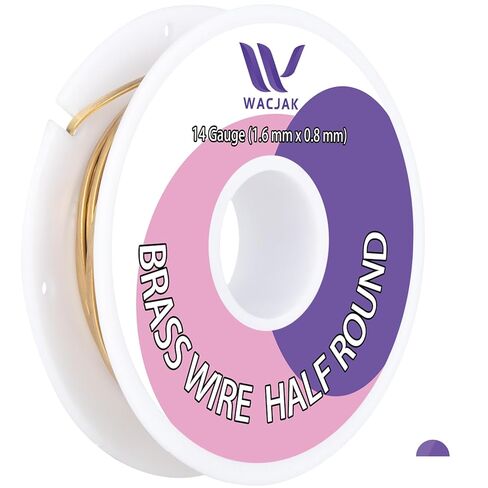 Half Round Brass Wire 14ga, 1.6mmx0.8mm, 12ft – Premium Brass for Jewelry & Crafting in Kuwait