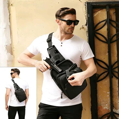 Tactical Sling Bag for Gun, CCW Sling Bag for Men Durable Gun Bag for Handguns Crossbody Shoulder Bag EDC Sling Bag in Saudi Arabia