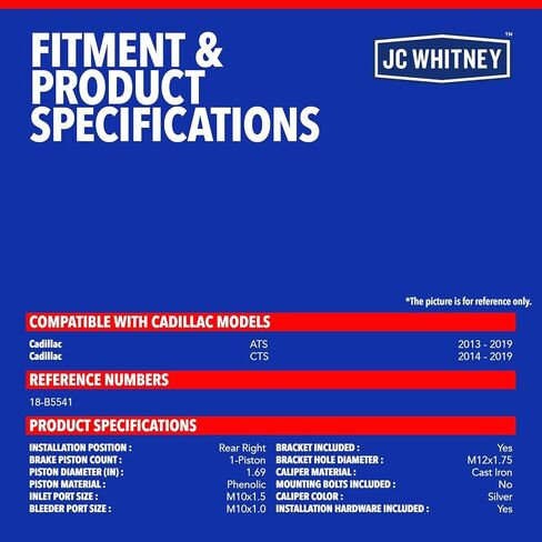مجموعة فرجار الفرامل الخلفية اليمنى JC Whitney JFBAJCWBC00390 مع دعامة - متوافقة مع Cadillac ATS 2013-2019، CTS 2014-2019 in Kuwait