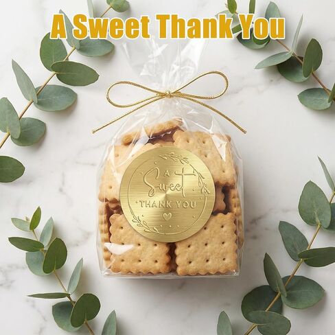 120 قطعة من ملصقات Mabor A Sweet Thanks You، ملصقات ذهبية شكرًا لك مقاس 5 سم، ملصقات منقوشة بالذهب المرتفع لحفلات الزفاف وملصقات الحلوى المستديرة لأكياس الحلوى والحلوى in Kuwait