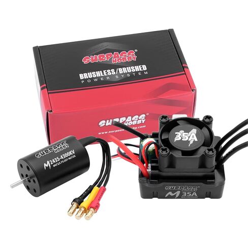 2435 Brushless Motor with 35A Waterproof ESC Combo Sensorless Motor and Electric Speed Controller for 1/14 1/16 1/18 RC Car Trucks (Black) (4300KV) in Saudi Arabia
