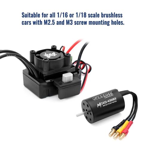 2435 Brushless Motor with 35A Waterproof ESC Combo Sensorless Motor and Electric Speed Controller for 1/14 1/16 1/18 RC Car Trucks (Black) (4300KV) in Saudi Arabia