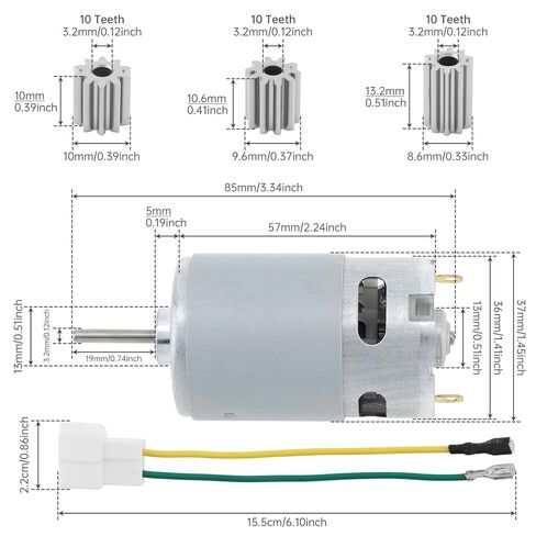RS555 DC Motor 24V 40000RPM High Speed Electric Motor Replacement for Kid's Ride on Car Drive Motor Upgrade with 3 Types Gears (200, Horsepower, 40000, RPM) in Saudi Arabia