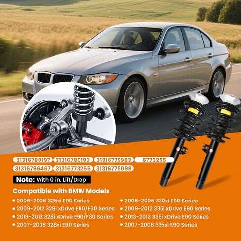 زوج مجموعة تبختر أمامية مع زنبرك ملفوف مناسب لـ 2006-2013 BMW 325xi 328i xDrive 328xi 330xi 335i 335i xDrive 335i xDrive (سلسلة E90) يستبدل 31316780197، 31316780193 in Kuwait