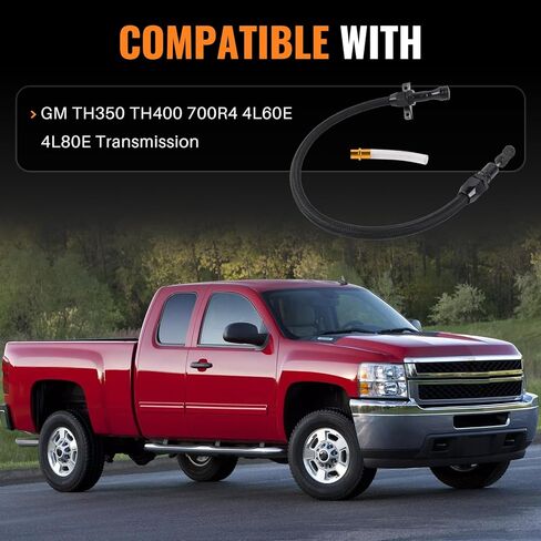 700R4 4L60E 4L80E Flexible Transmission Dipstick Stainless Steel Braided Hose Compatible with GM Chevy Black in Kuwait