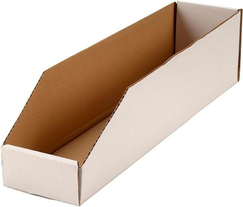 Global Industrial Open Top Corrugated Bin Box, 4"W x 18"D x 4-1/2"H, White, Lot of 50 in Kuwait