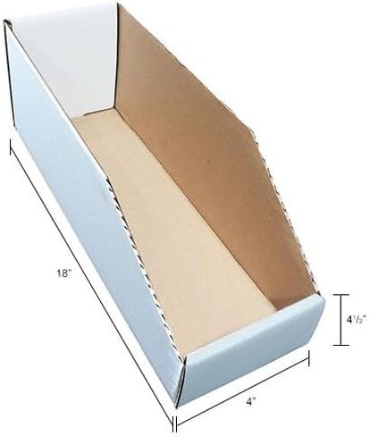 Global Industrial Open Top Corrugated Bin Box, 4"W x 18"D x 4-1/2"H, White, Lot of 50 in Kuwait