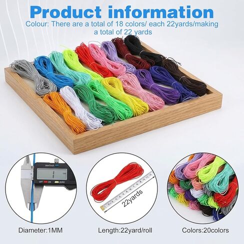 18 Pcs Elastic String Multicolor Beading Elastic Cord 1mm for Jewelry Making Sewing Bracelets Necklace Anklet Friendship Bracelets DIY Crafts (18 Colors, Each 20m) in Kuwait