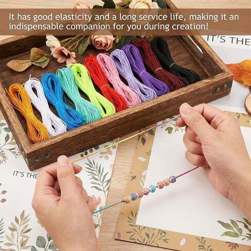 18 Pcs Elastic String Multicolor Beading Elastic Cord 1mm for Jewelry Making Sewing Bracelets Necklace Anklet Friendship Bracelets DIY Crafts (18 Colors, Each 20m) in Kuwait
