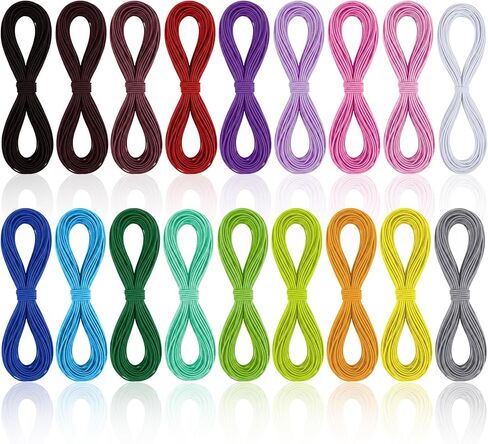 18 Pcs Elastic String Multicolor Beading Elastic Cord 1mm for Jewelry Making Sewing Bracelets Necklace Anklet Friendship Bracelets DIY Crafts (18 Colors, Each 20m) in Kuwait