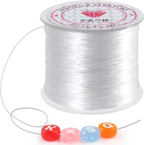 0.8mm Elastic String, Strong Stretchy Bracelet String for Jewelry Making, 100 Meters Clear Crystal Rubber Bead Cord for Necklaces, Bracelet, Beading (1pcs) in Kuwait