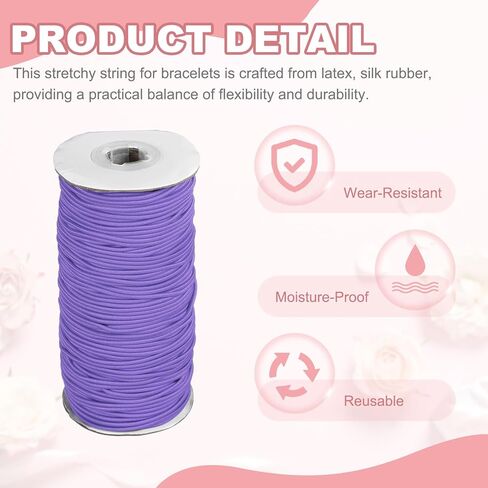 Stretchy String for Bracelets, Elastic Crystal Thread Stretch Elastic Beading Cord 2mm & Purple-Fitting for(Bracelets/Sewing/Beading/Necklace/Jewelry Making/Crafts DIY) in Kuwait