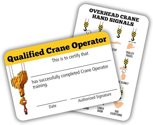 Crane Operator Card | 5 pk 3.5x2.25" Plastic Wallet Training ID Cards Fill in Name Completion Hard Hat Safety Checklist Bulk ID Tag Overhead Mobile Crane Hand Signals in Kuwait