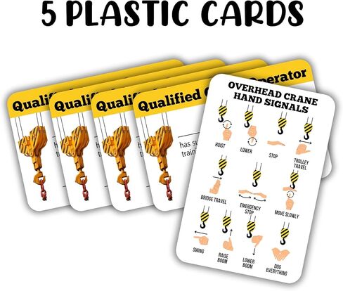Crane Operator Card | 5 pk 3.5x2.25" Plastic Wallet Training ID Cards Fill in Name Completion Hard Hat Safety Checklist Bulk ID Tag Overhead Mobile Crane Hand Signals in Kuwait