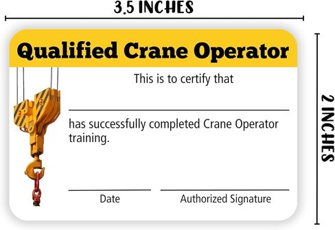 Crane Operator Card | 5 pk 3.5x2.25" Plastic Wallet Training ID Cards Fill in Name Completion Hard Hat Safety Checklist Bulk ID Tag Overhead Mobile Crane Hand Signals in Kuwait