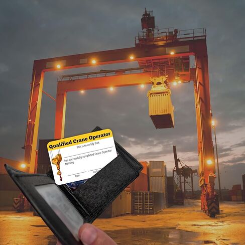 Crane Operator Card | 5 pk 3.5x2.25" Plastic Wallet Training ID Cards Fill in Name Completion Hard Hat Safety Checklist Bulk ID Tag Overhead Mobile Crane Hand Signals in Kuwait