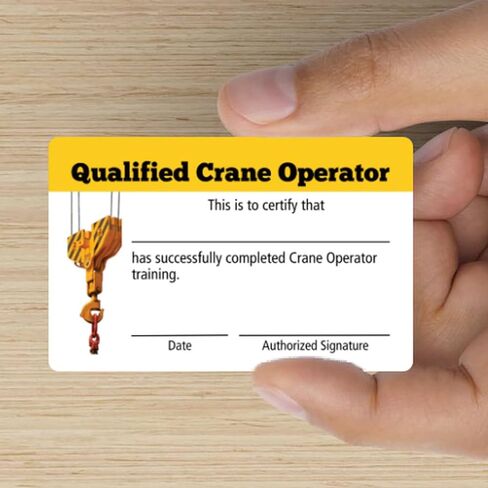Crane Operator Card | 5 pk 3.5x2.25" Plastic Wallet Training ID Cards Fill in Name Completion Hard Hat Safety Checklist Bulk ID Tag Overhead Mobile Crane Hand Signals in Kuwait