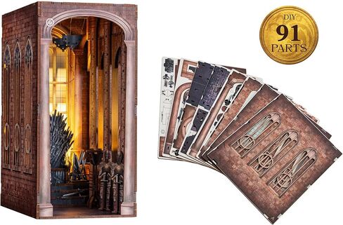 Revell Book Nook Kit Game of Thrones House of the Dragon - Iron Throne Miniature DIY Kit 9" Booknook 3D Wooden Puzzle with LED Light Bookshelf Décor Gift for Adults Women Men in Kuwait