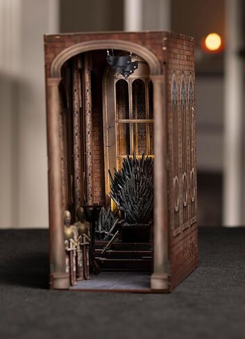 Revell Book Nook Kit Game of Thrones House of the Dragon - Iron Throne Miniature DIY Kit 9" Booknook 3D Wooden Puzzle with LED Light Bookshelf Décor Gift for Adults Women Men in Kuwait