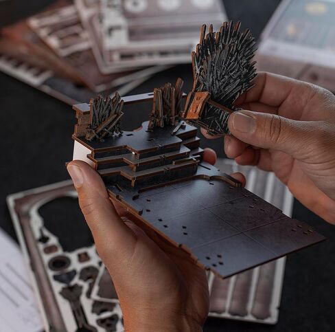 Revell Book Nook Kit Game of Thrones House of the Dragon - Iron Throne Miniature DIY Kit 9" Booknook 3D Wooden Puzzle with LED Light Bookshelf Décor Gift for Adults Women Men in Kuwait