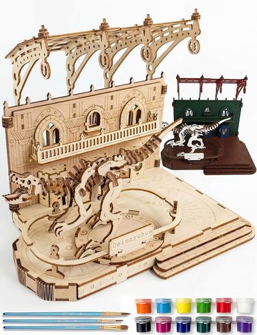 BOOZUU 3D Wooden Dinosaur Museum Puzzle - DIY Paintable Model Kit for Adults and Teens 14+, 208 Pcs Deinonychus Exhibit Craft, Home Decor Gift for Birthdays and Father's Day in Saudi Arabia