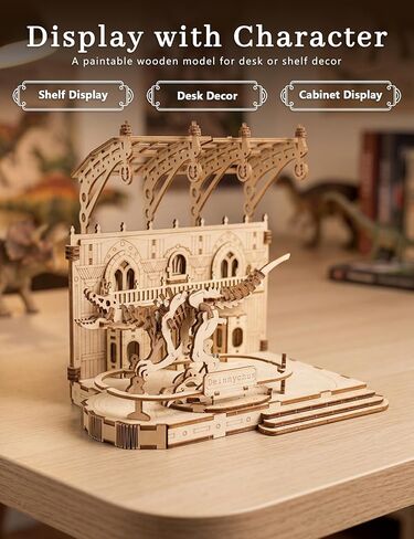 BOOZUU 3D Wooden Dinosaur Museum Puzzle - DIY Paintable Model Kit for Adults and Teens 14+, 208 Pcs Deinonychus Exhibit Craft, Home Decor Gift for Birthdays and Father's Day in Saudi Arabia