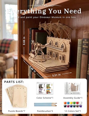 BOOZUU 3D Wooden Dinosaur Museum Puzzle - DIY Paintable Model Kit for Adults and Teens 14+, 208 Pcs Deinonychus Exhibit Craft, Home Decor Gift for Birthdays and Father's Day in Saudi Arabia