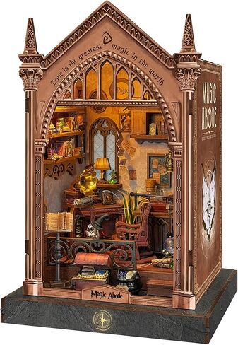 Book Nook DIY Miniature House Kit - Booknook Kit for Adults, Bookshelf Decor 3D Wooden Puzzle, Birthday Gifts for Book Lovers Women Friends - Magic Wand Shop in Saudi Arabia