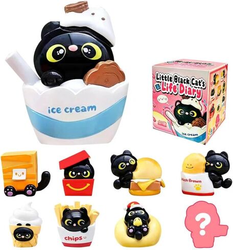 Little Black Cat’s Life Diary Series Blind Box, Animal Series Figures, Cute Delicate Kitten Mystery Box, Collectible Toys Home Decorations, Holiday Birthday Gifts, Single Box in Kuwait