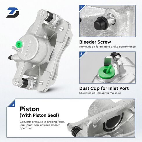 Front Disc Brake Caliper Assembly w/Bracket Fit for 1996-2011 Honda Civic, 1997-2000 Acura EL, 2010-2014 Honda Insight, Replaces 19-B1832 19-B1833 in Kuwait